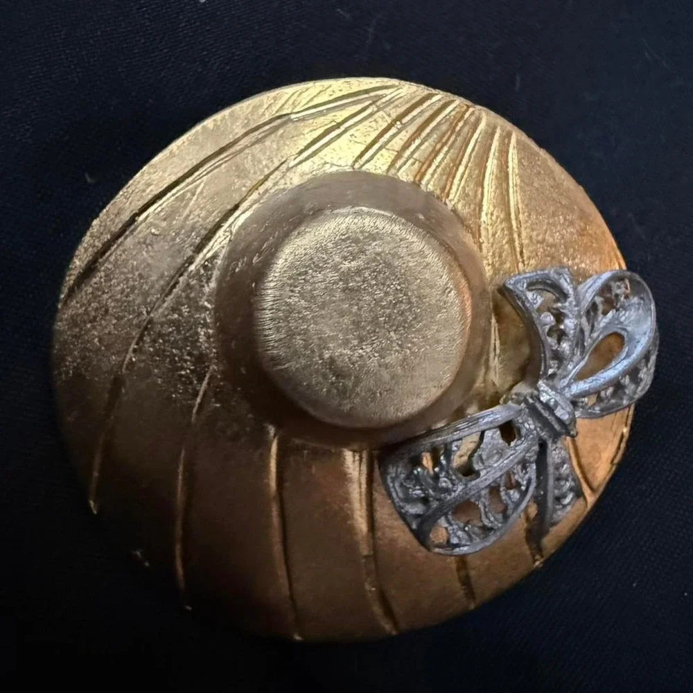Gold and silver butterfly signed brooch